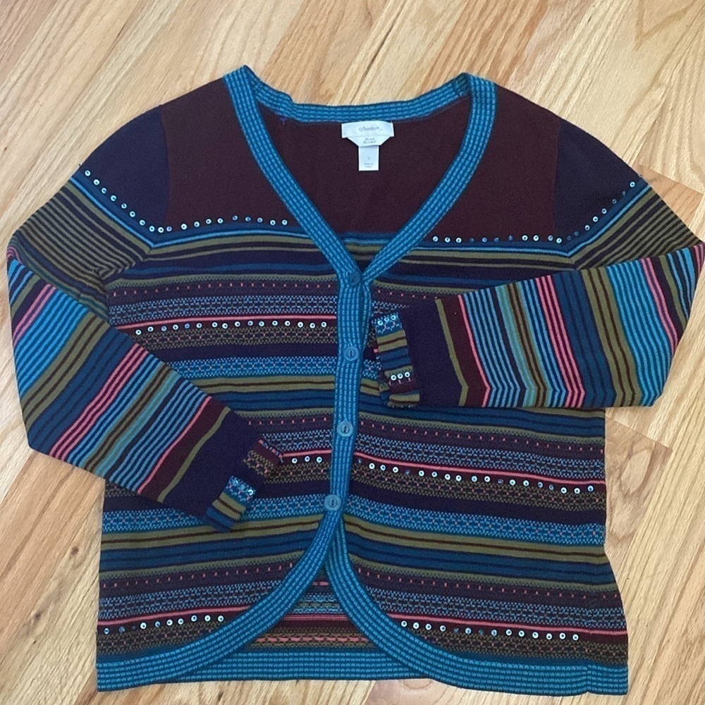 cj banks Artsy Quirky button down cardigan Womens XL Sequins Cottage Core Boho